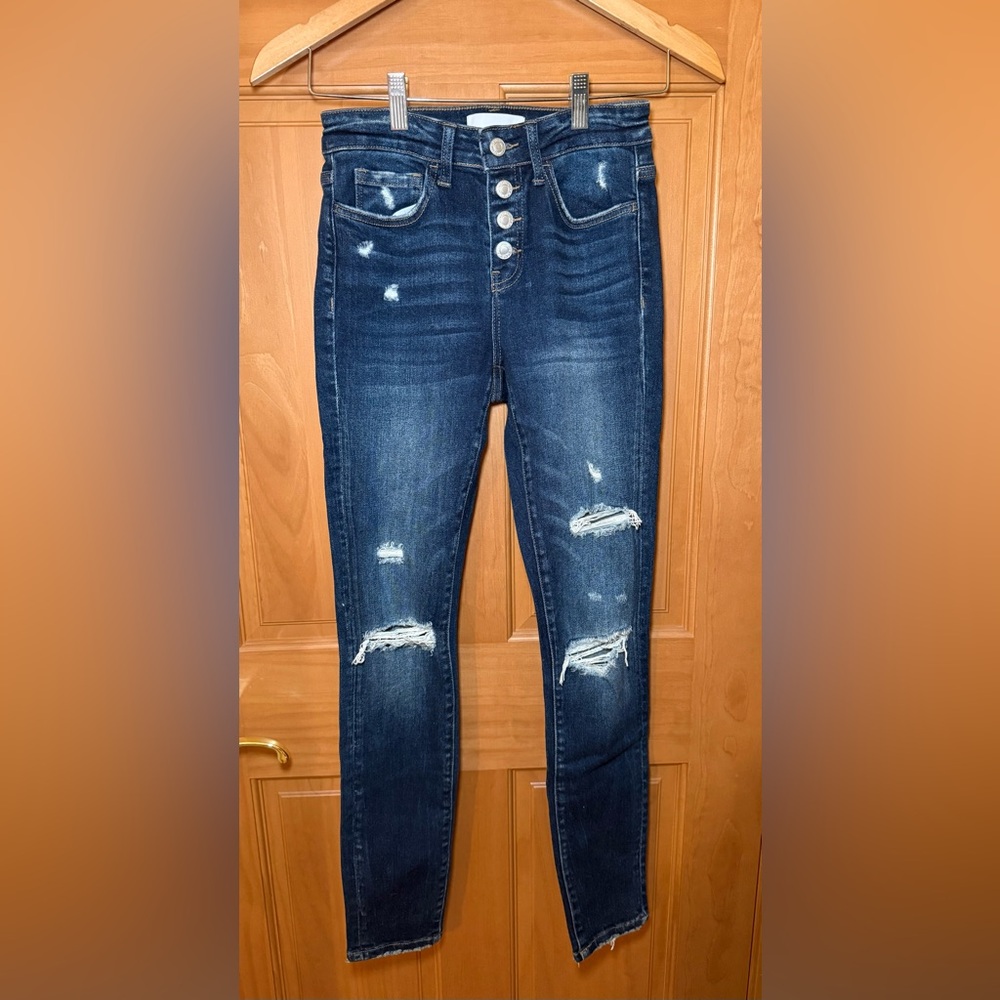 Vervet Dark Wash Distressed Skinny Jeans, Size 25